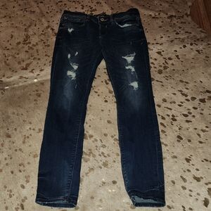 Express Blue Skinny Distressed Jeans